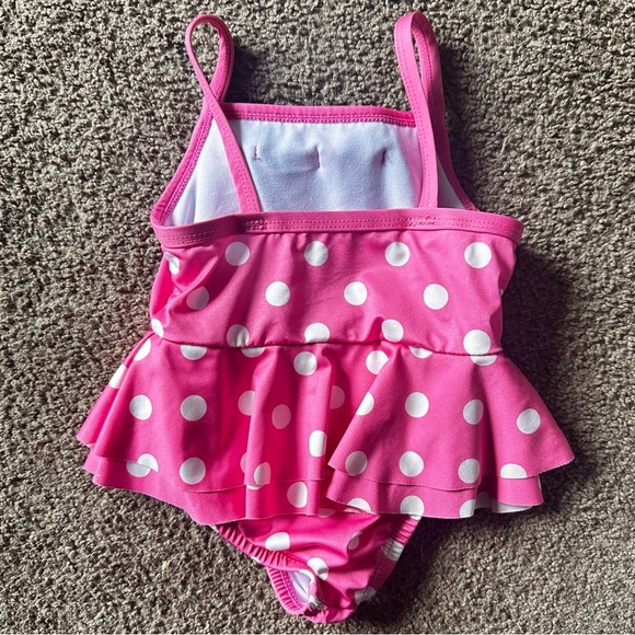 Disney Pink Polka Dot Minnie Mouse Kids Swim One Piece - Picture 5 of 5